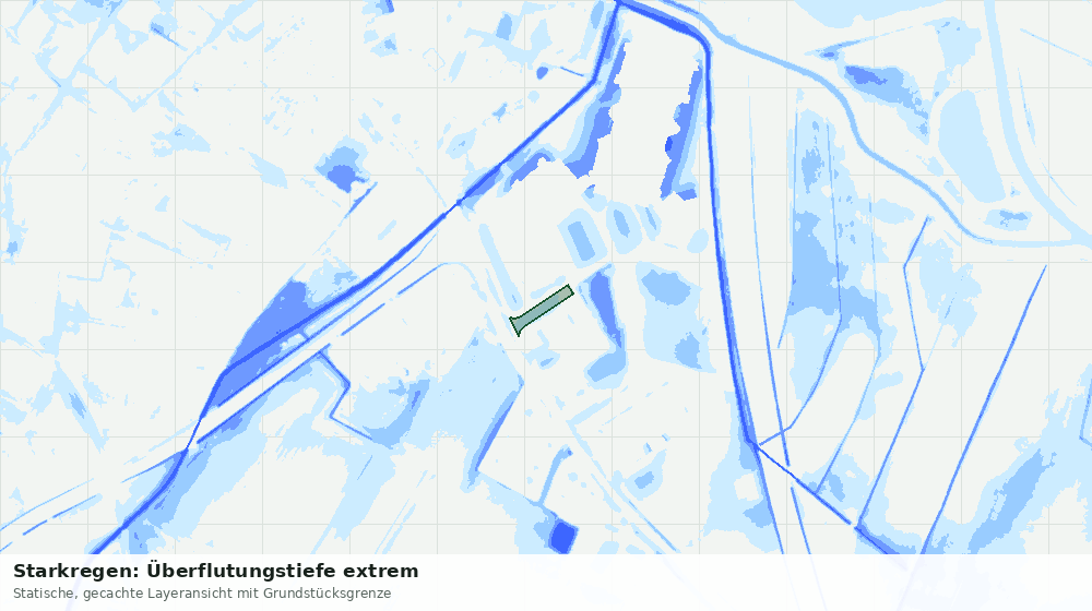 Statische Kartenansicht: Starkregen: Überflutungstiefe extrem