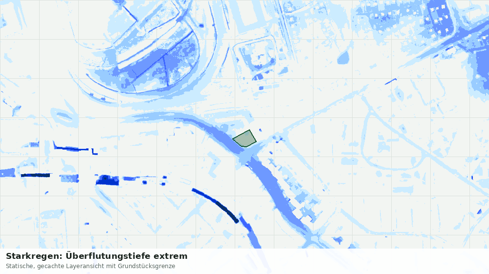 Statische Kartenansicht: Starkregen: Überflutungstiefe extrem