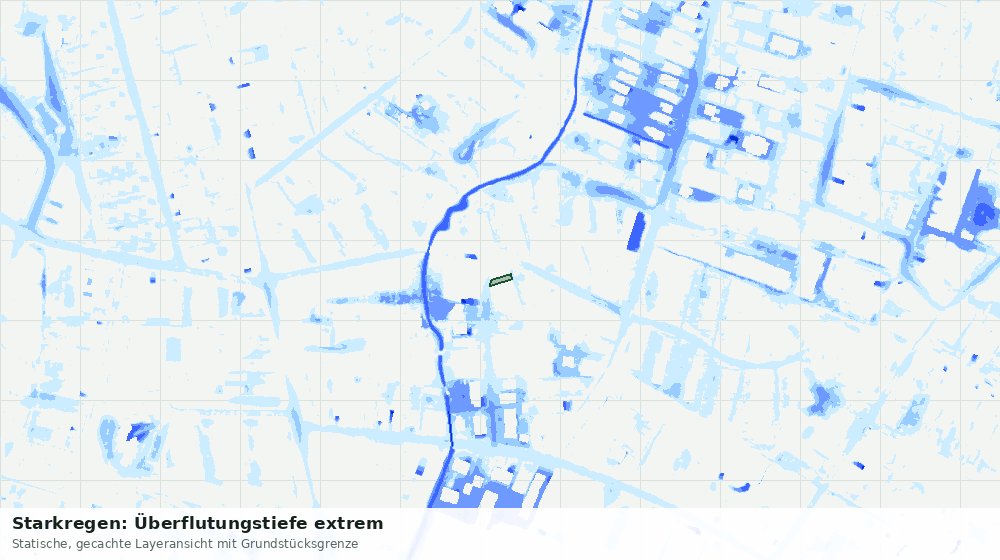 Statische Kartenansicht: Starkregen: Überflutungstiefe extrem