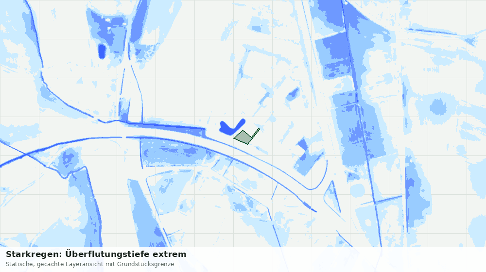 Statische Kartenansicht: Starkregen: Überflutungstiefe extrem