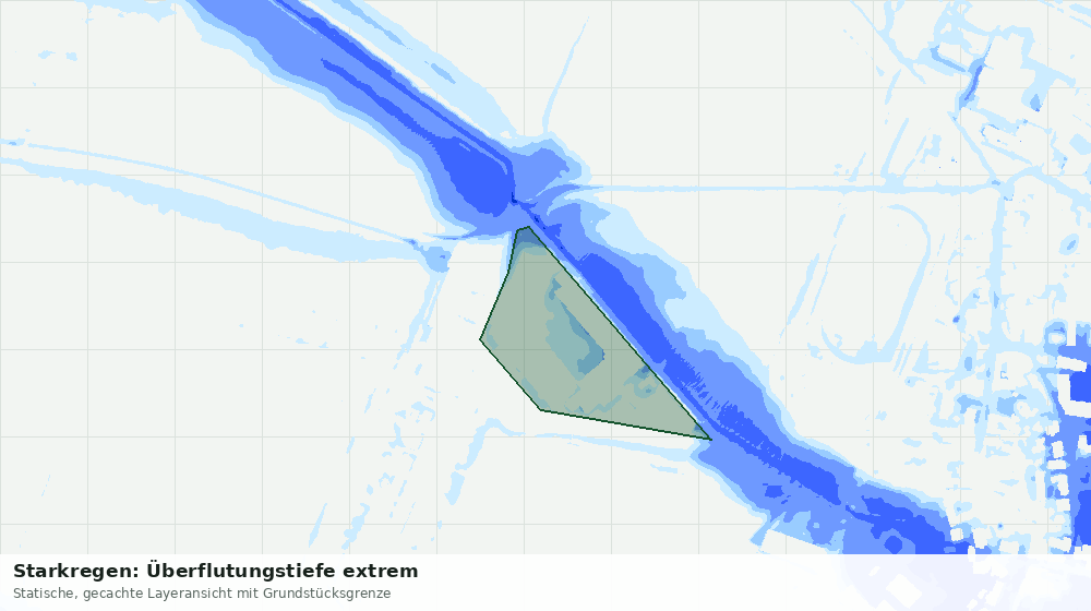 Statische Kartenansicht: Starkregen: Überflutungstiefe extrem