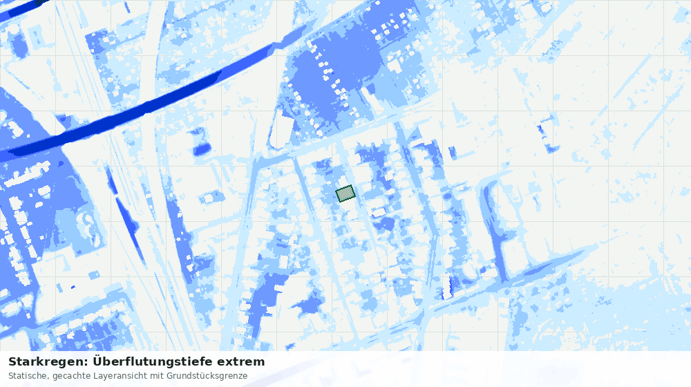 Statische Kartenansicht: Starkregen: Überflutungstiefe extrem