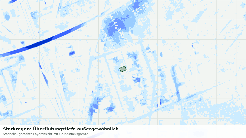 Statische Kartenansicht: Starkregen: Überflutungstiefe außergewöhnlich