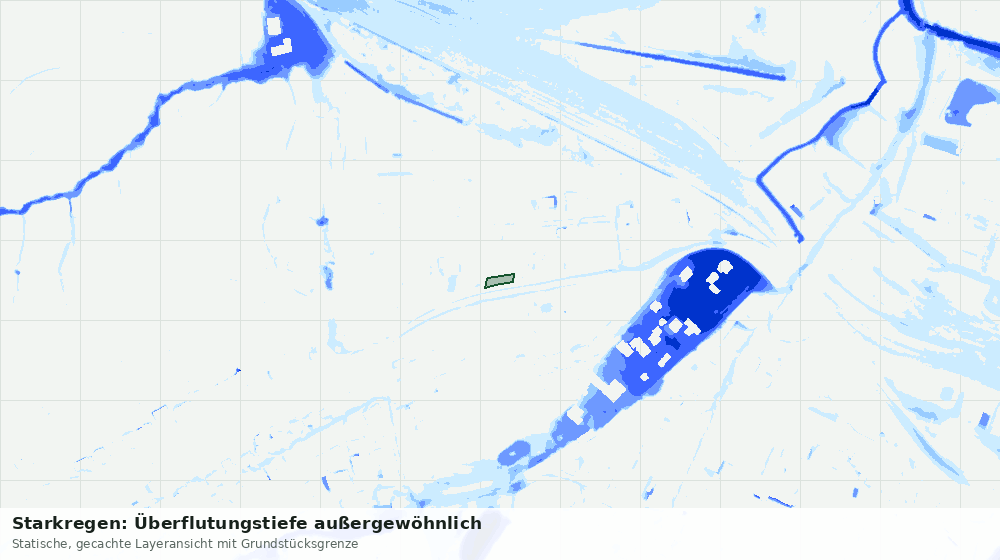 Statische Kartenansicht: Starkregen: Überflutungstiefe außergewöhnlich