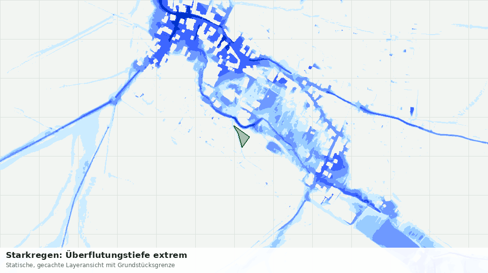 Statische Kartenansicht: Starkregen: Überflutungstiefe extrem