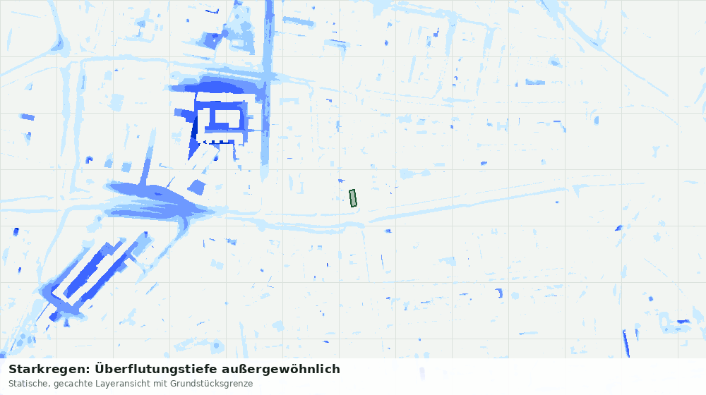 Statische Kartenansicht: Starkregen: Überflutungstiefe außergewöhnlich