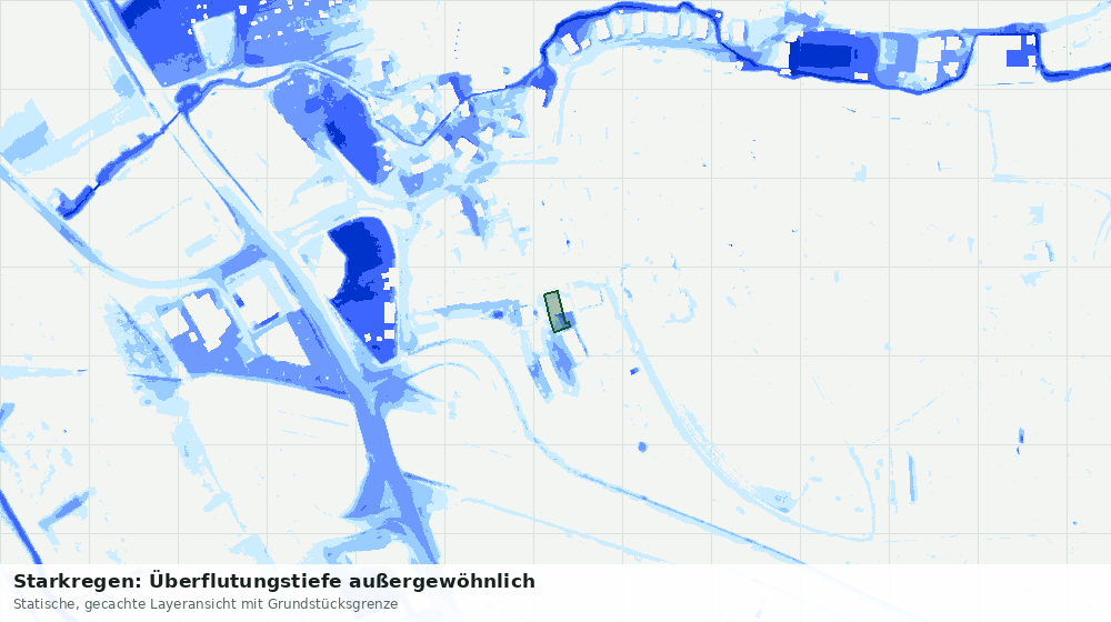 Statische Kartenansicht: Starkregen: Überflutungstiefe außergewöhnlich
