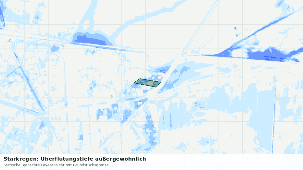 Statische Kartenansicht: Starkregen: Überflutungstiefe außergewöhnlich