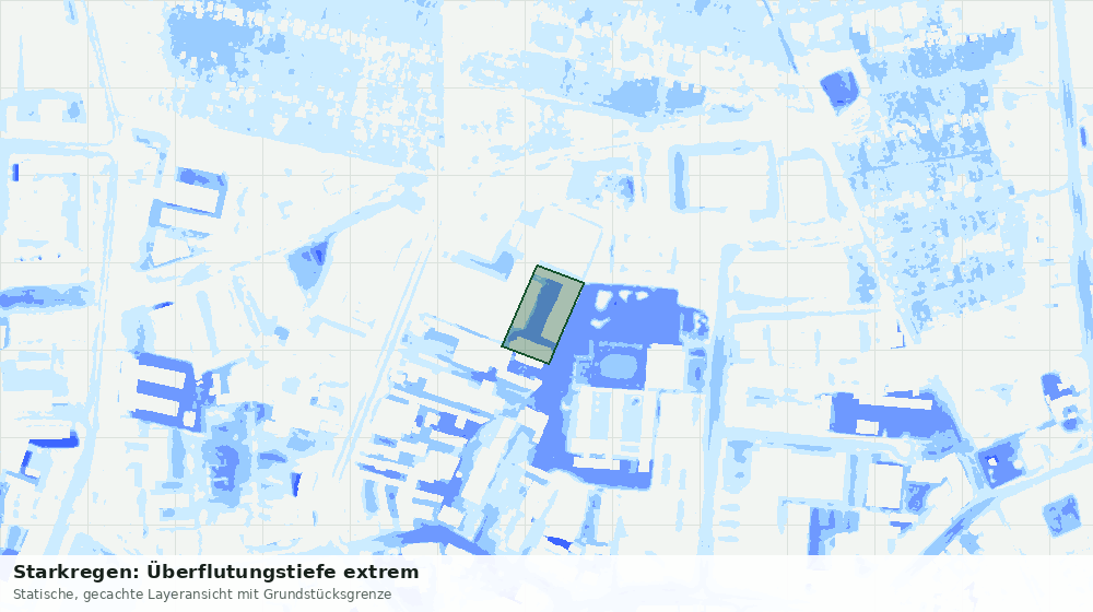 Statische Kartenansicht: Starkregen: Überflutungstiefe extrem