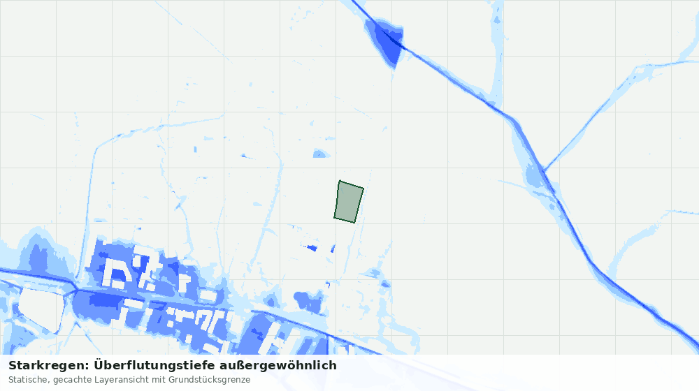 Statische Kartenansicht: Starkregen: Überflutungstiefe außergewöhnlich