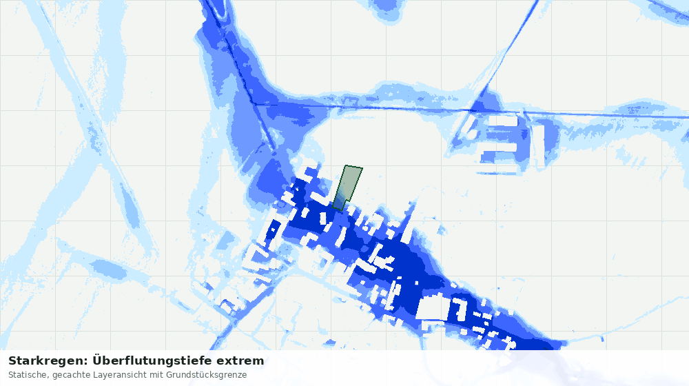 Statische Kartenansicht: Starkregen: Überflutungstiefe extrem