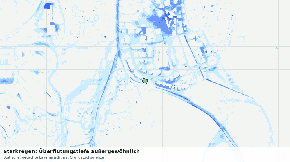 Statische Kartenansicht: Starkregen: Überflutungstiefe außergewöhnlich