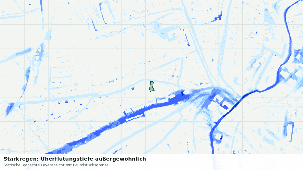Statische Kartenansicht: Starkregen: Überflutungstiefe außergewöhnlich