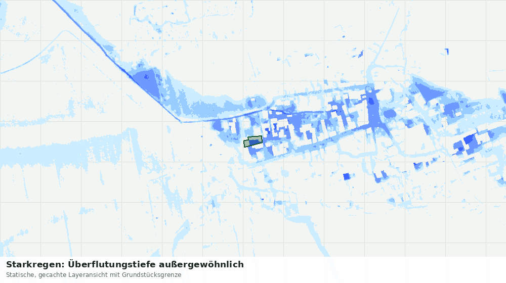Statische Kartenansicht: Starkregen: Überflutungstiefe außergewöhnlich