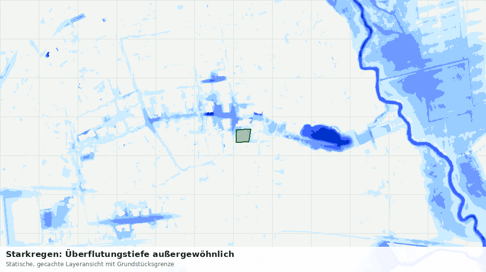 Statische Kartenansicht: Starkregen: Überflutungstiefe außergewöhnlich