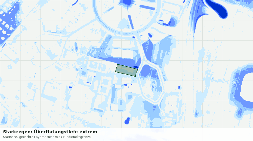 Statische Kartenansicht: Starkregen: Überflutungstiefe extrem