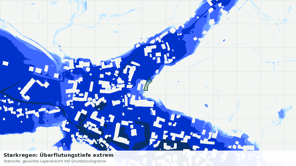 Statische Kartenansicht: Starkregen: Überflutungstiefe extrem