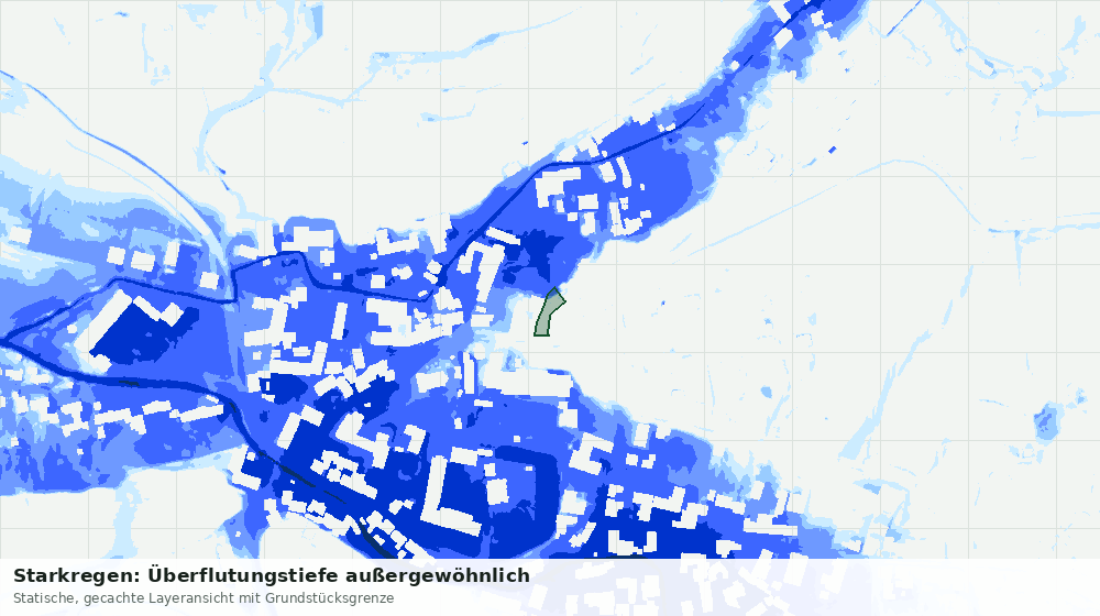 Statische Kartenansicht: Starkregen: Überflutungstiefe außergewöhnlich
