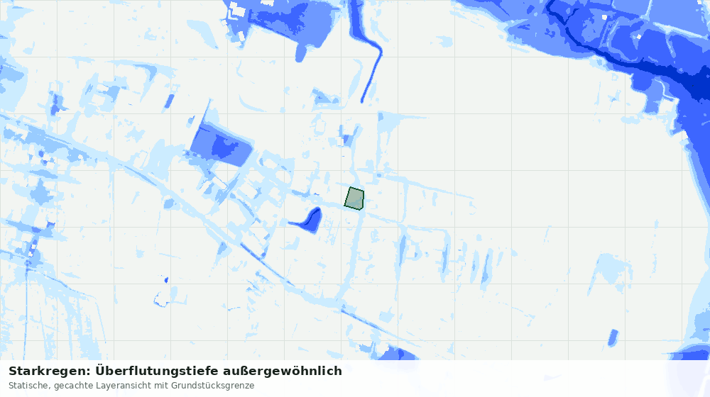 Statische Kartenansicht: Starkregen: Überflutungstiefe außergewöhnlich
