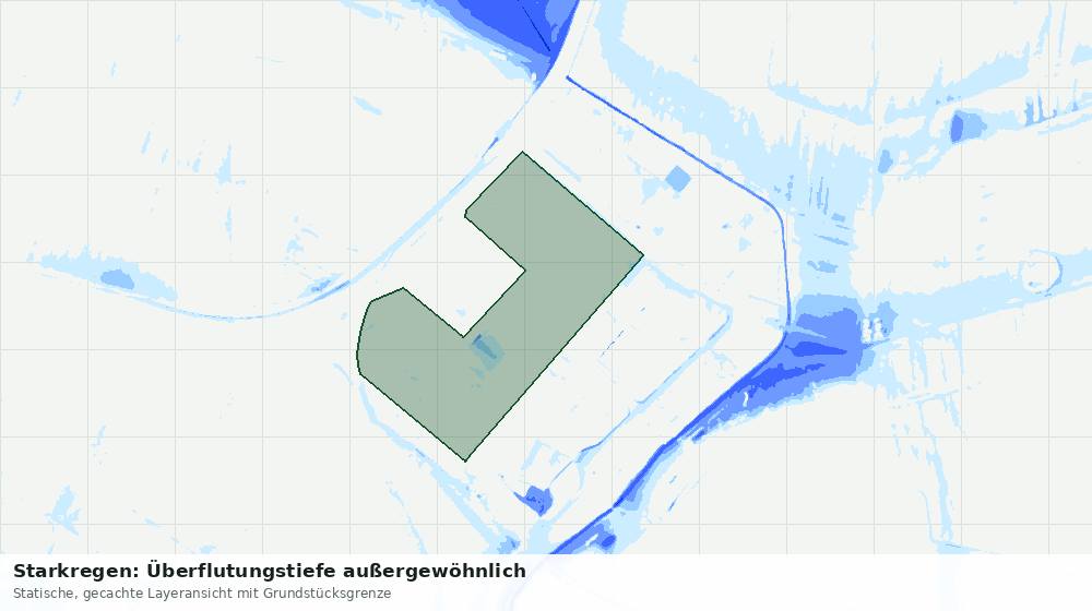 Statische Kartenansicht: Starkregen: Überflutungstiefe außergewöhnlich