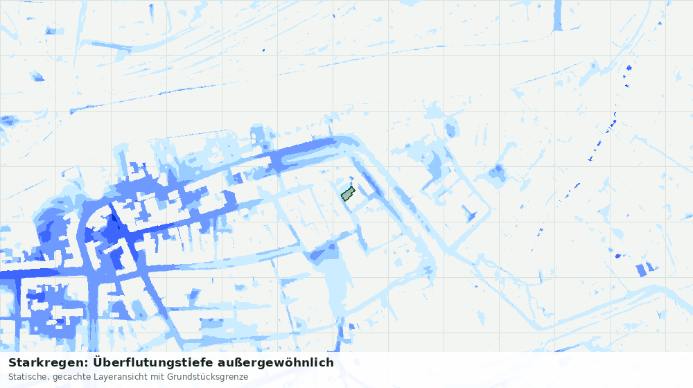 Statische Kartenansicht: Starkregen: Überflutungstiefe außergewöhnlich
