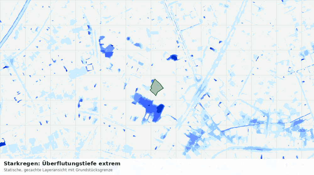 Statische Kartenansicht: Starkregen: Überflutungstiefe extrem