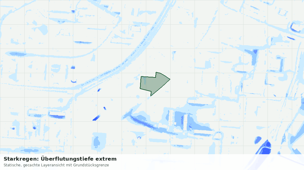 Statische Kartenansicht: Starkregen: Überflutungstiefe extrem