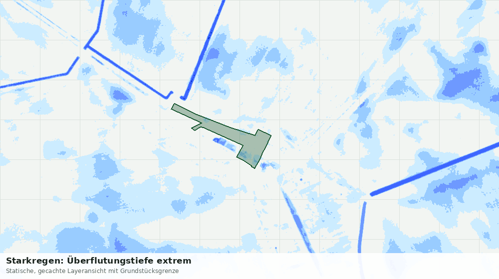 Statische Kartenansicht: Starkregen: Überflutungstiefe extrem
