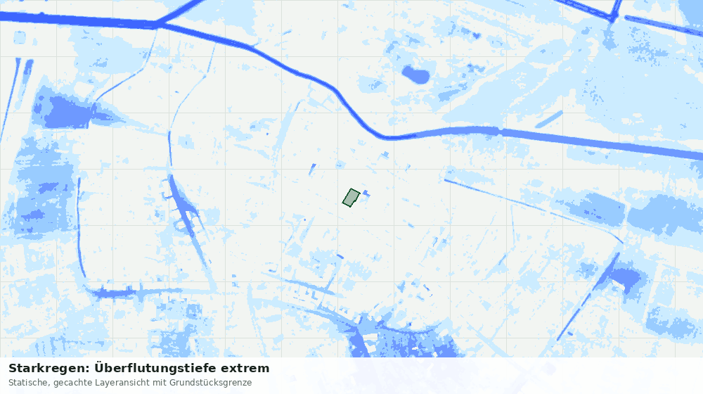 Statische Kartenansicht: Starkregen: Überflutungstiefe extrem