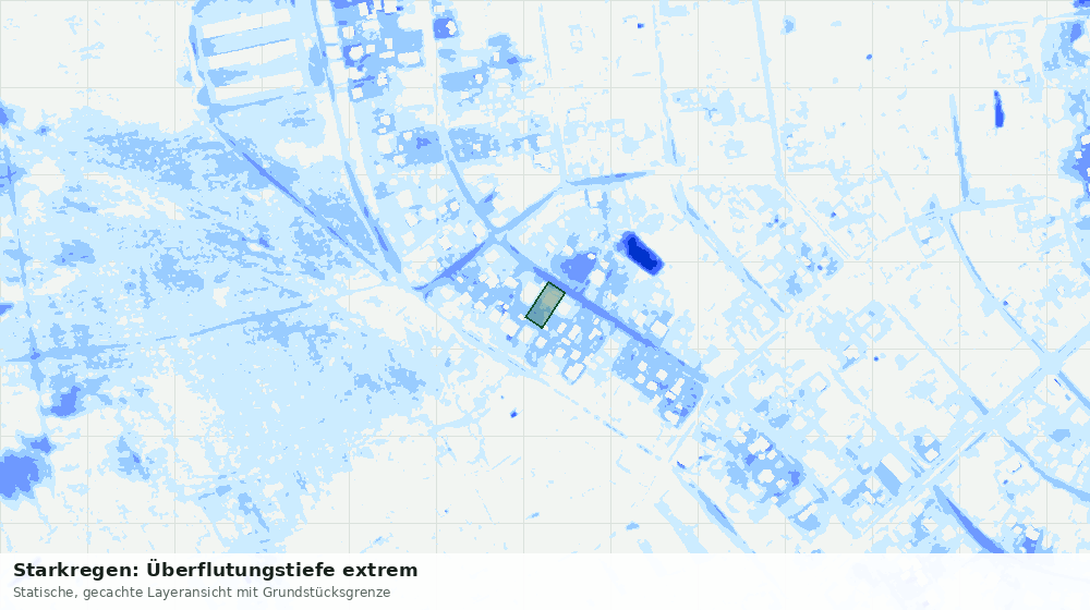 Statische Kartenansicht: Starkregen: Überflutungstiefe extrem