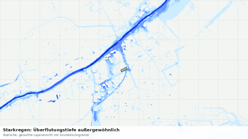 Statische Kartenansicht: Starkregen: Überflutungstiefe außergewöhnlich