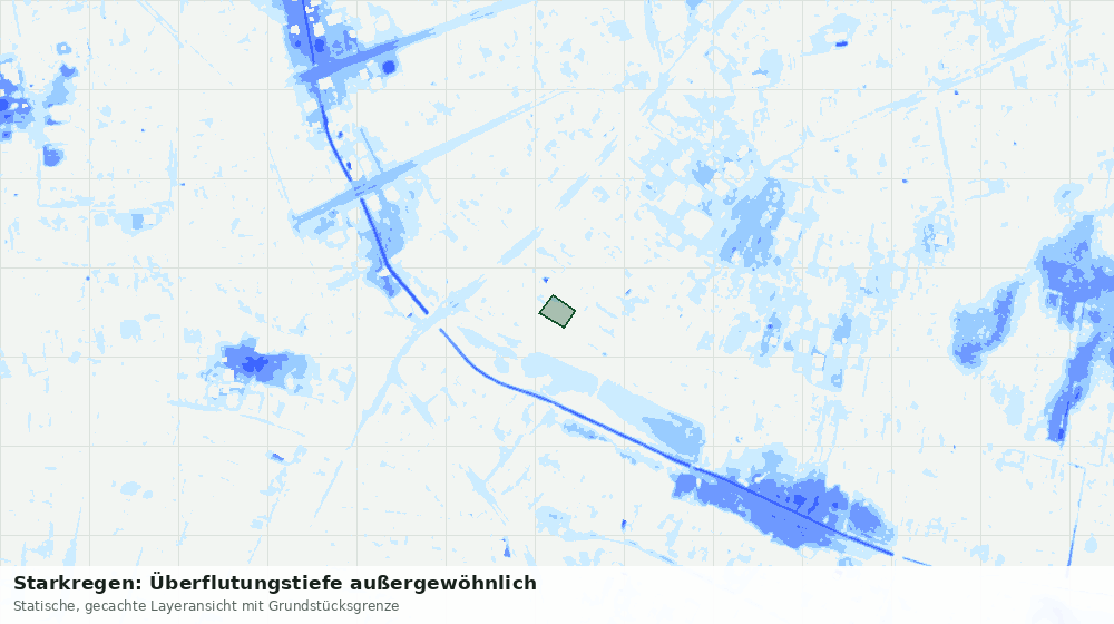 Statische Kartenansicht: Starkregen: Überflutungstiefe außergewöhnlich