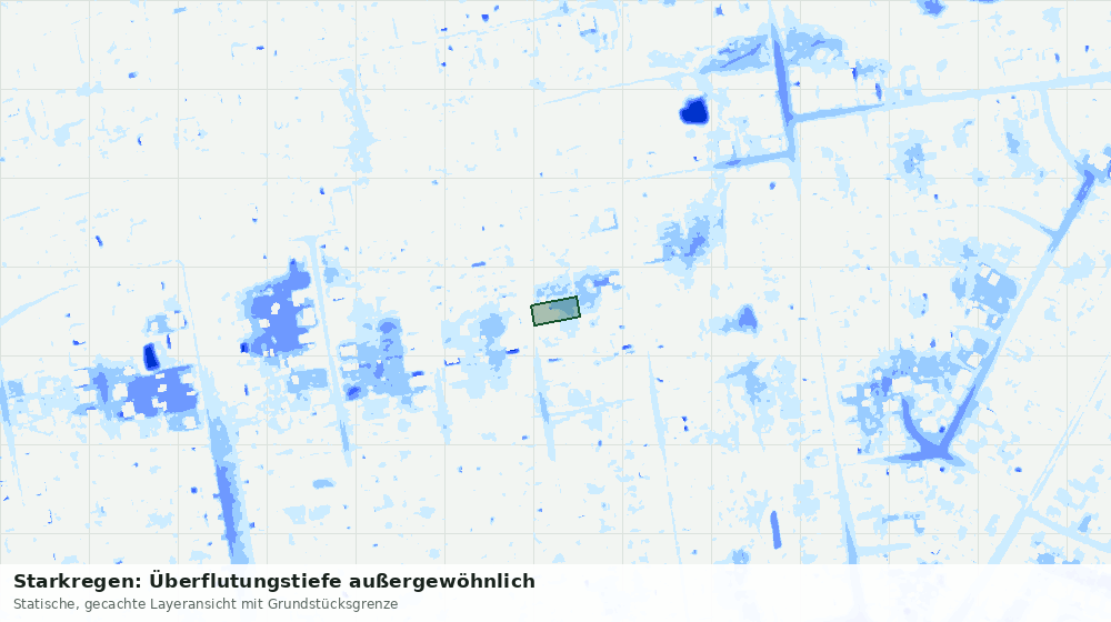 Statische Kartenansicht: Starkregen: Überflutungstiefe außergewöhnlich