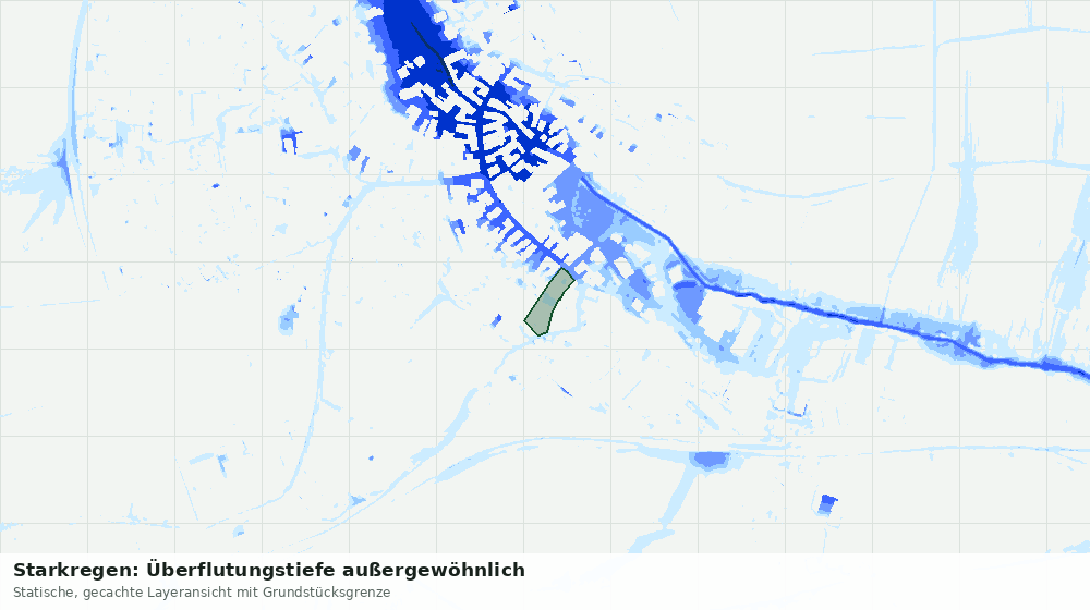Statische Kartenansicht: Starkregen: Überflutungstiefe außergewöhnlich