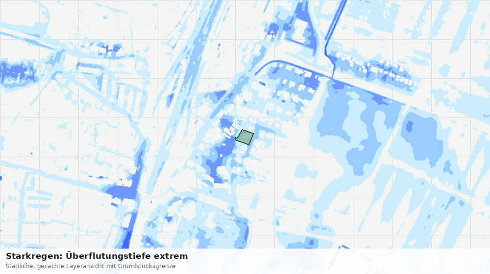 Statische Kartenansicht: Starkregen: Überflutungstiefe extrem