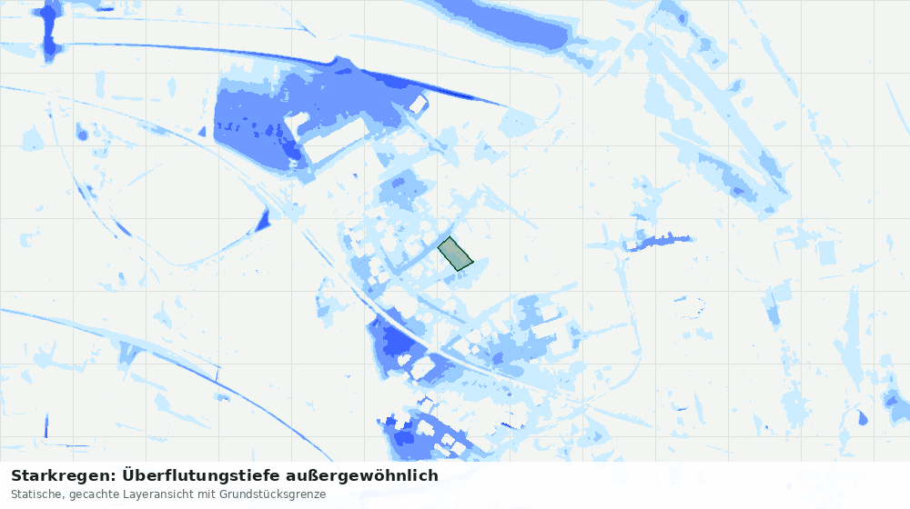 Statische Kartenansicht: Starkregen: Überflutungstiefe außergewöhnlich
