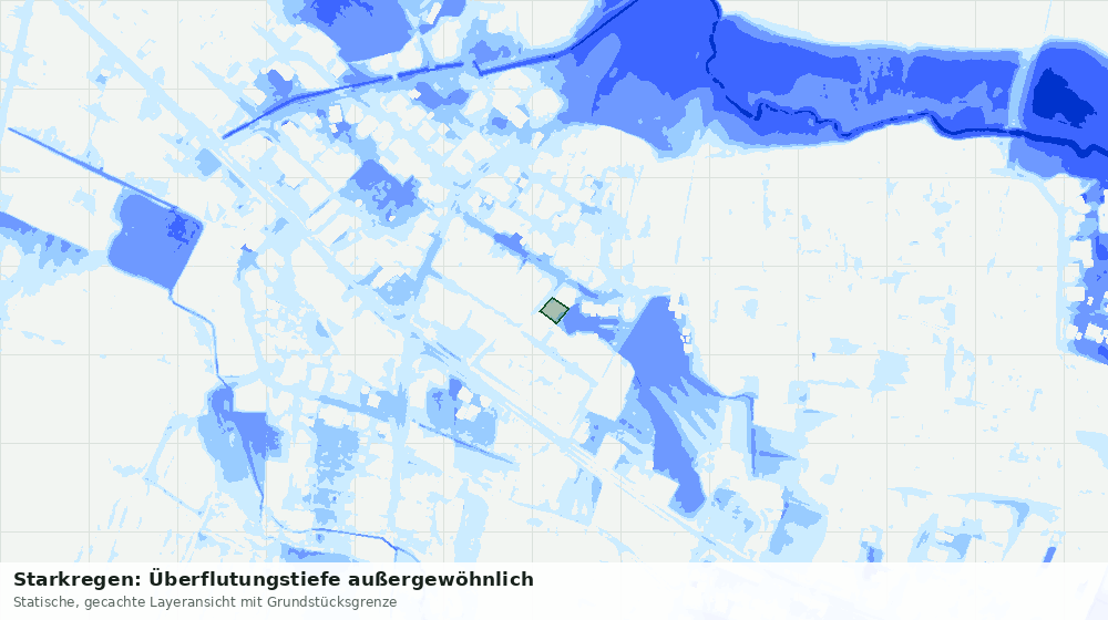 Statische Kartenansicht: Starkregen: Überflutungstiefe außergewöhnlich