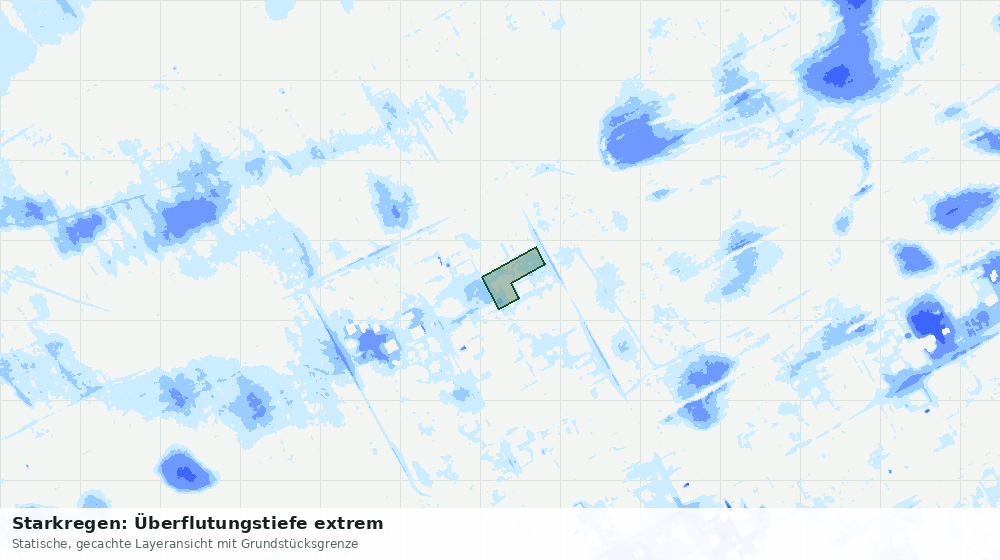 Statische Kartenansicht: Starkregen: Überflutungstiefe extrem
