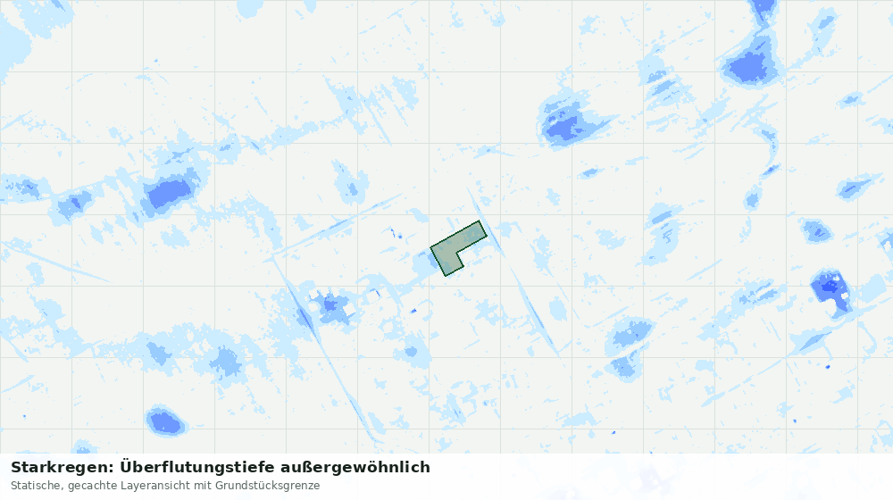 Statische Kartenansicht: Starkregen: Überflutungstiefe außergewöhnlich