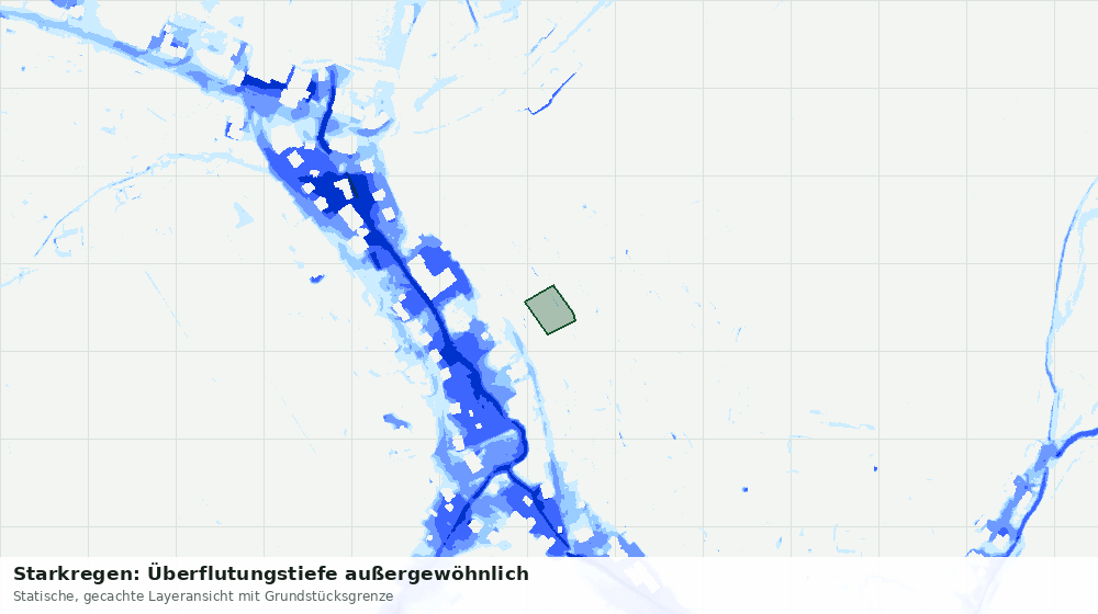 Statische Kartenansicht: Starkregen: Überflutungstiefe außergewöhnlich