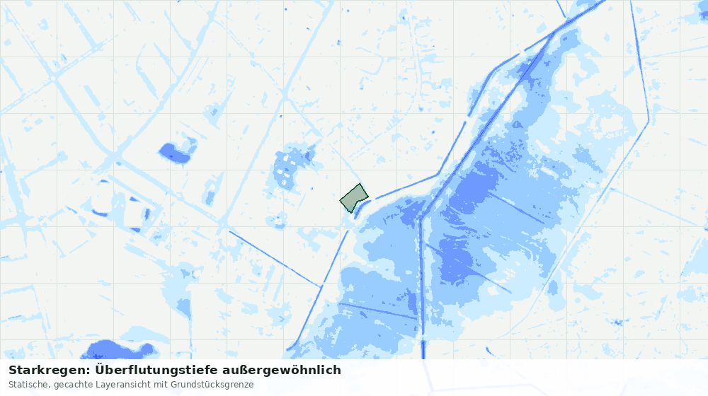 Statische Kartenansicht: Starkregen: Überflutungstiefe außergewöhnlich