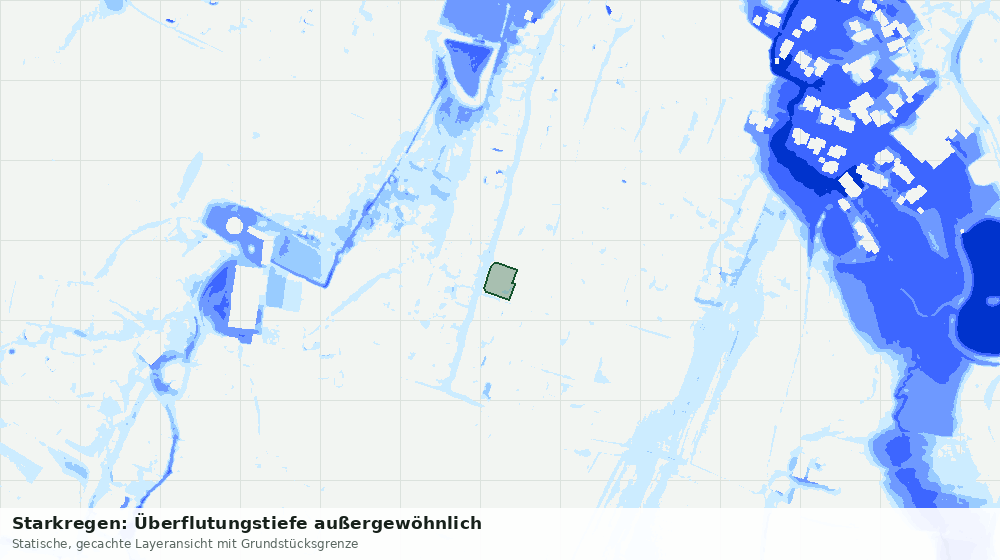 Statische Kartenansicht: Starkregen: Überflutungstiefe außergewöhnlich