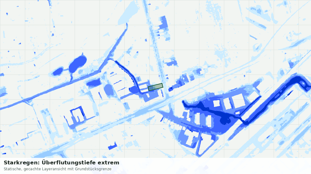 Statische Kartenansicht: Starkregen: Überflutungstiefe extrem