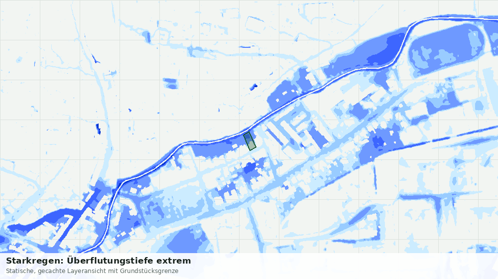 Statische Kartenansicht: Starkregen: Überflutungstiefe extrem