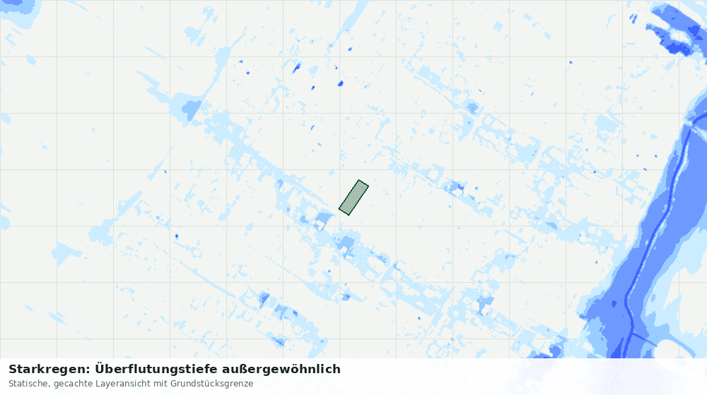Statische Kartenansicht: Starkregen: Überflutungstiefe außergewöhnlich