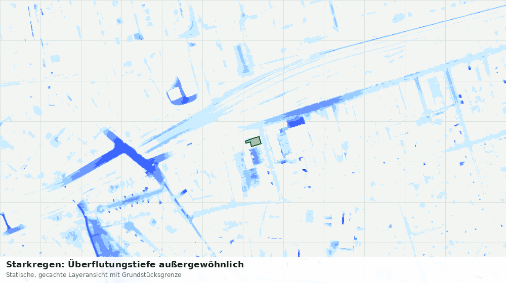 Statische Kartenansicht: Starkregen: Überflutungstiefe außergewöhnlich