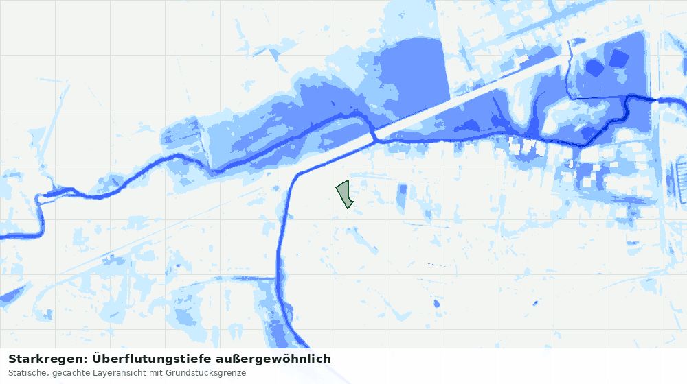 Statische Kartenansicht: Starkregen: Überflutungstiefe außergewöhnlich