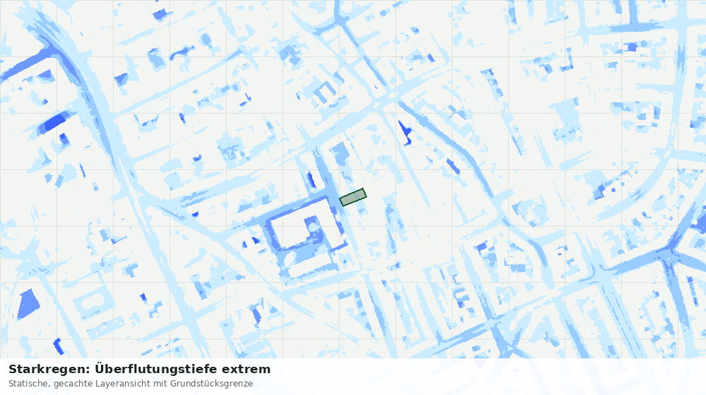 Statische Kartenansicht: Starkregen: Überflutungstiefe extrem