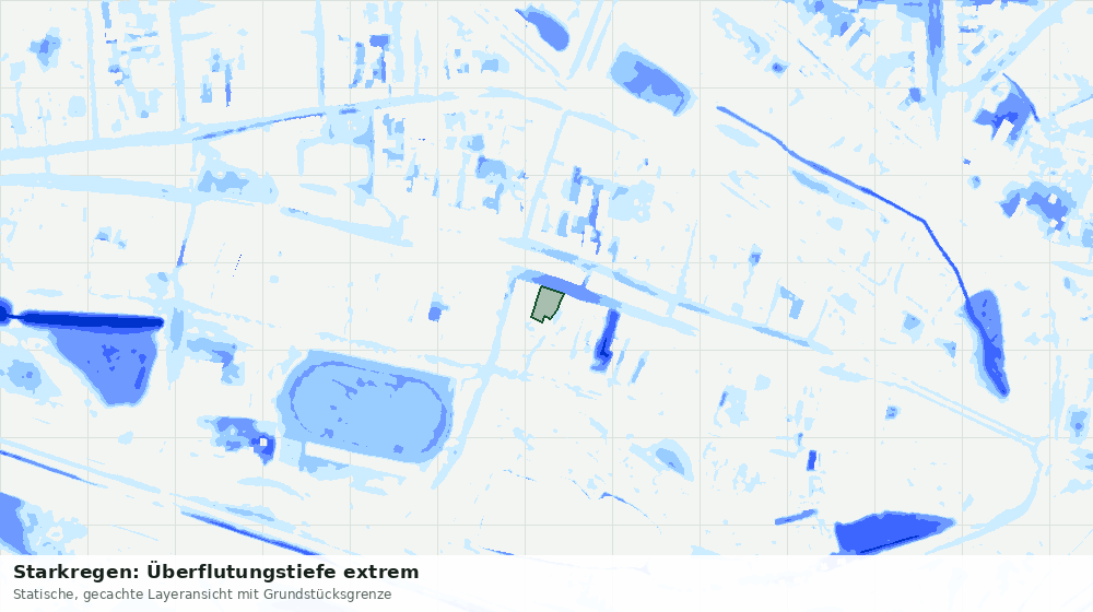 Statische Kartenansicht: Starkregen: Überflutungstiefe extrem