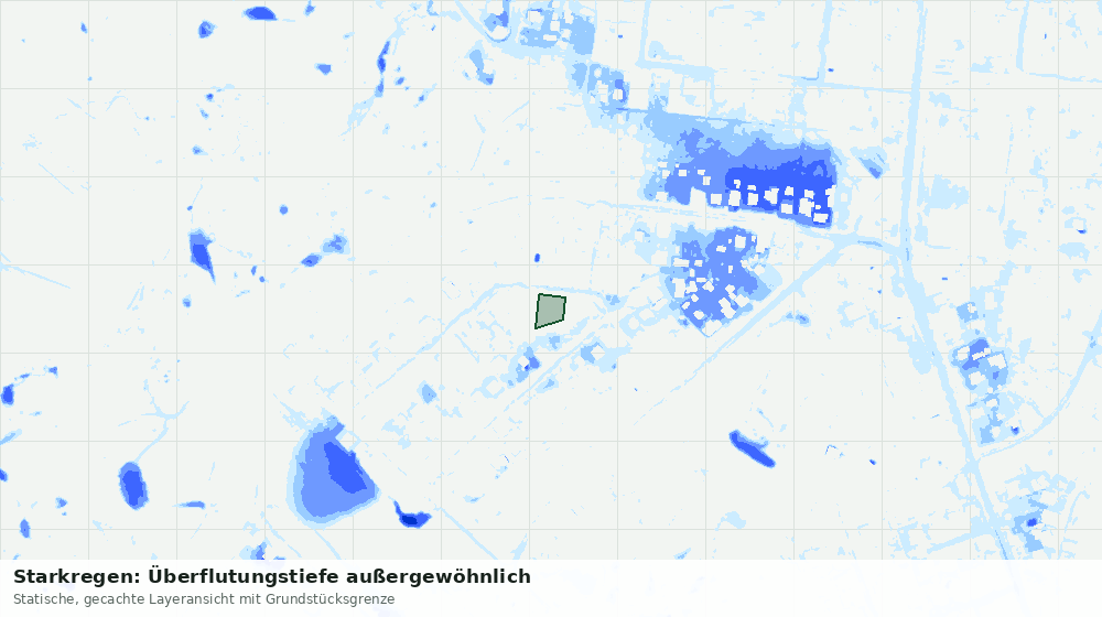 Statische Kartenansicht: Starkregen: Überflutungstiefe außergewöhnlich
